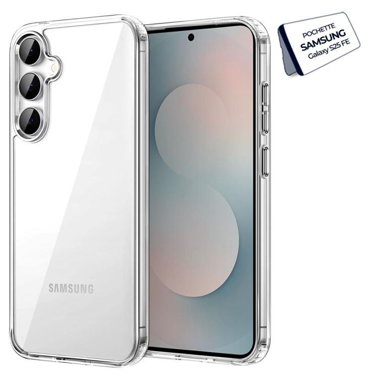 Pochette transparente pour Samsung Galaxy S25 FE + Glace de Protection Incluse