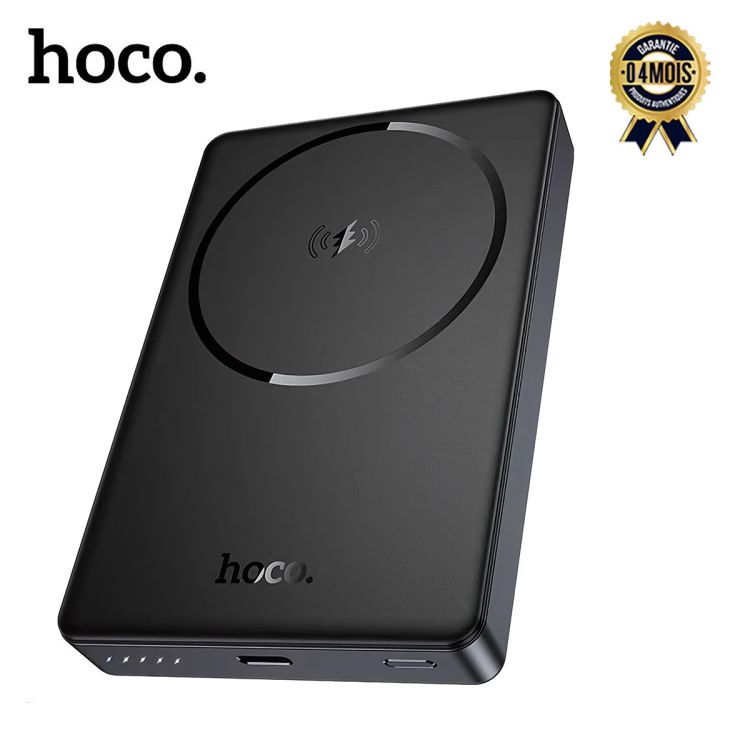 Powerbank Magnétique HOCO DB98A Storm – 10 000 mAh, design slim noir, port type c, garantie 4 mois - prix Cameroun.