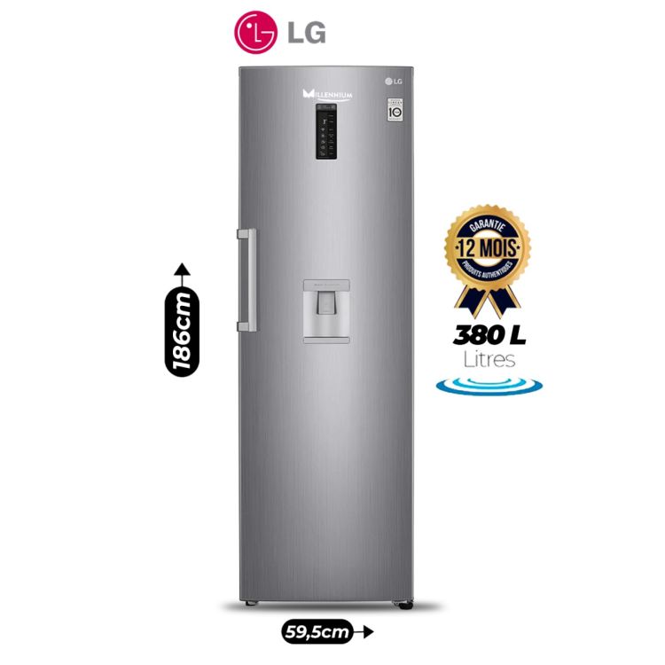 Réfrigérateur 1 Porte LG - GC-B411ELDM - 380 Litres - Distributeur d'Eau Intégré - Smart Inverter - Door Cooling+ - Silver - Garantie 12 Mois
