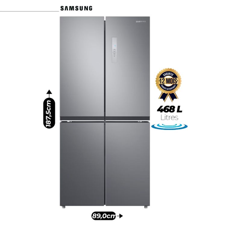 Réfrigérateur Américain Samsung 468 L – RF48A4000M9 – 4 Portes – Classe A++ – Twin Cooling Plus – No Frost – Digital Inverter – Noir Mat – Garantie 12 mois