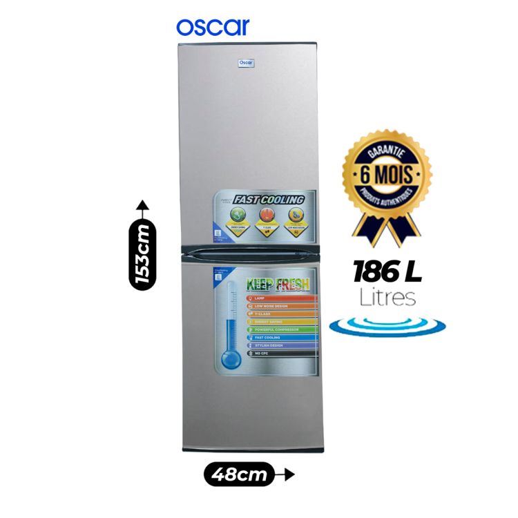 Réfrigérateur combiné Oscar 186 Litres prix Cameroun