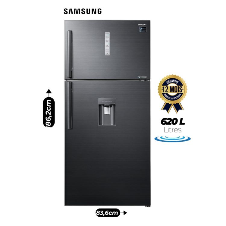 Réfrigérateur Double Porte SAMSUNG – RT85K7111BS – 620 Litres – Twin Cooling Plus™ – Digital Inverter – No Frost – 41 dB(A) – SpaceMax™ – Distributeur d'Eau – Black Inox – Garantie 12 Mois