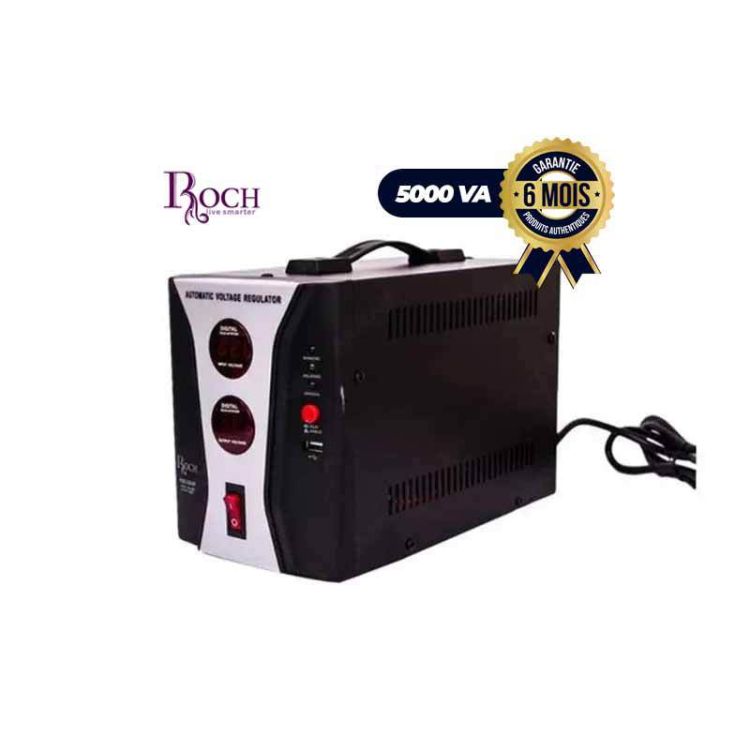 Digital Voltage Regulator - Price in fcfa - ROCH RSB-5000P - USB - 100% Protection - 6 Months | Glotelho Cameroon