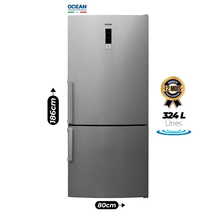Réfrigérateur Combiné OCEAN 324 L - CNF640TDXA+ - Technologie No Frost - Réfrigérateur & Congélateur - Classe Énergétique A+ - Design Moderne - Garantie 12 mois