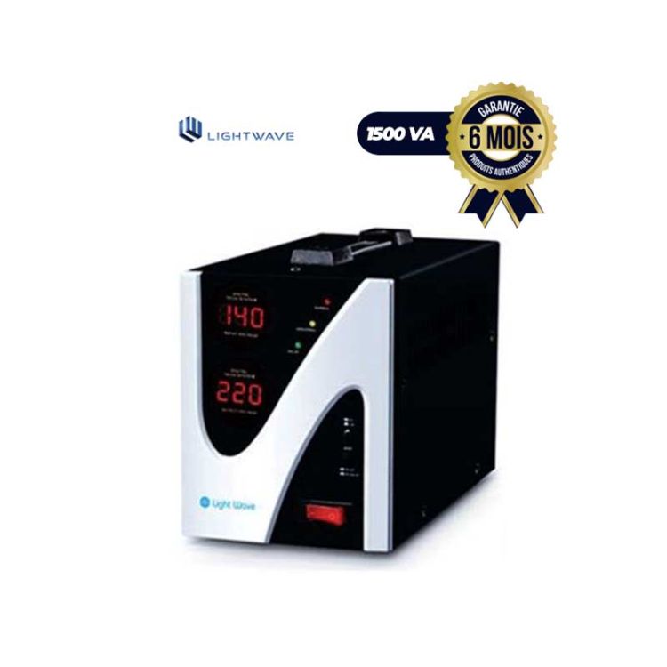 RÉGULATEUR DE TENSION  - LIGHTWAVE - DAVRC-1500VA-noir/blanc - 6 mois garanti|Glotelho Cameroun
