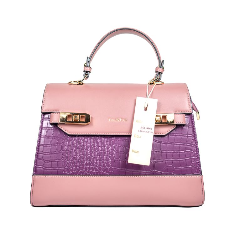 Handbag – Tom & Eva – Removable shoulder strap – Chic design – Two-tone purple