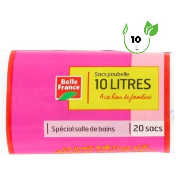 Sacs Poubelle - Belle France - 10 Litres - Rouleau de 48 sacs - Spécial Salle de Bain et Bureau