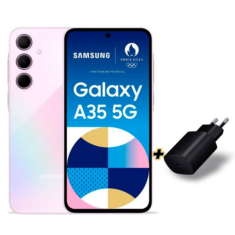 Samsung Galaxy A35 5G - 256 Go  + Boîtier de charge Samsung 25 W original Offert