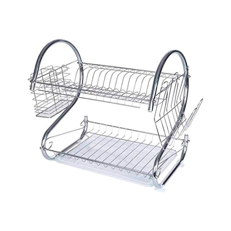 Stainless steel dish dryer with plastic tray - Gray
