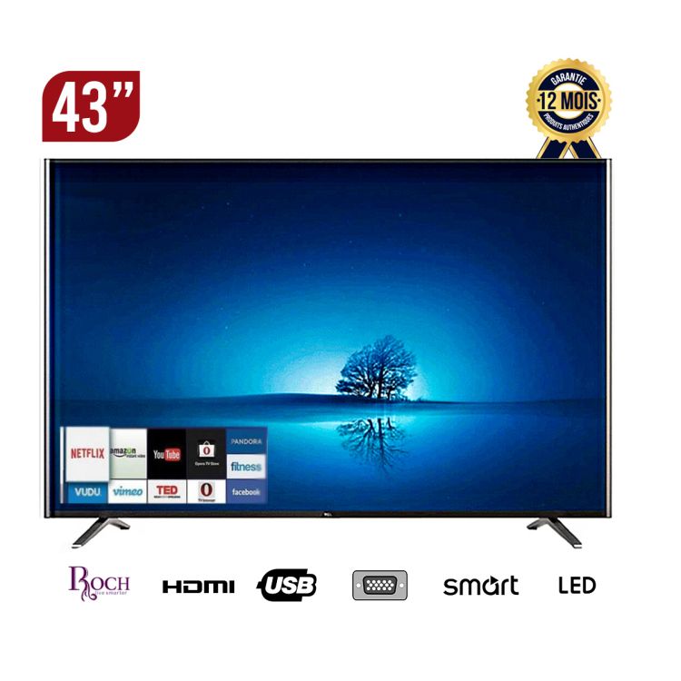 Smart TV Led ROCH - 43 pouces -  Full HD - Android + Support Murale 12 mois de garantie 