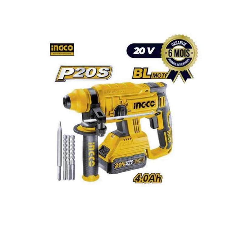 Marteau perforateur INGCO CRHLI2201 - Sans Fil Lithium-ion - 20V - 6 Mois | Glotelho Cameroun