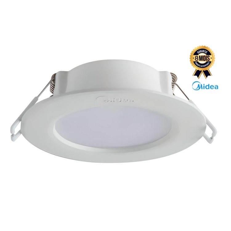 Spot encastrable LED Midea 12W Prix - Surface ronde - 6500K - Cadre Blanc| Glotelho Cameroun