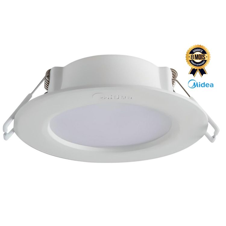 Spot encastrable LED Midea 8W Prix - Surface ronde - 6500K - Cadre Blanc| Glotelho Cameroun