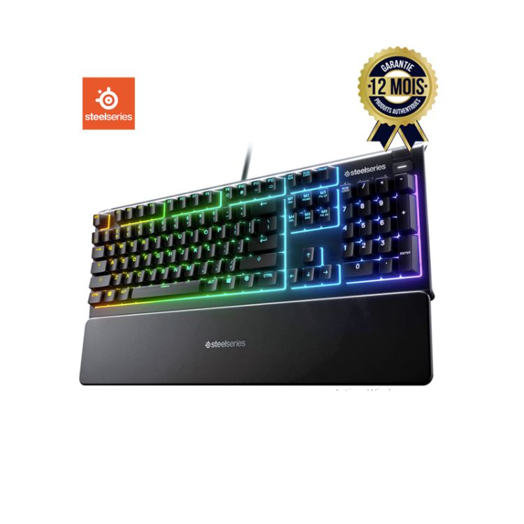 Steelseries Apex 3 - Prix en FCFA - Clavier Gaming mécanique - Rétroéclairage PrismSync RGB - Aluminium | Glotelho Cameroun