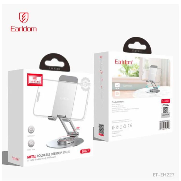 Support de Téléphone - EARLDOM - EH226/EH227 - Rotatif 360° - Réglable en Hauteur et Angle - Gris