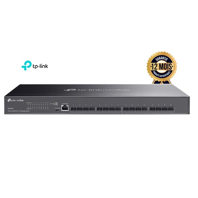 Switch d’agrégation TP-Link TL-SX3016F – 16 Ports SFP+ 10G – Capacité 320 Gbps – Manageable L2+ / L3 Lite – Compatible Omada SDN – Rackable – Garantie 12 mois