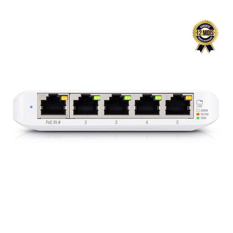 Switch Ubiquiti USW-Flex-Mini – Couche 2 Gérable – 5 Ports Gigabit – Compact – Alimentation PoE-In ou USB-C – Garantie 12 mois