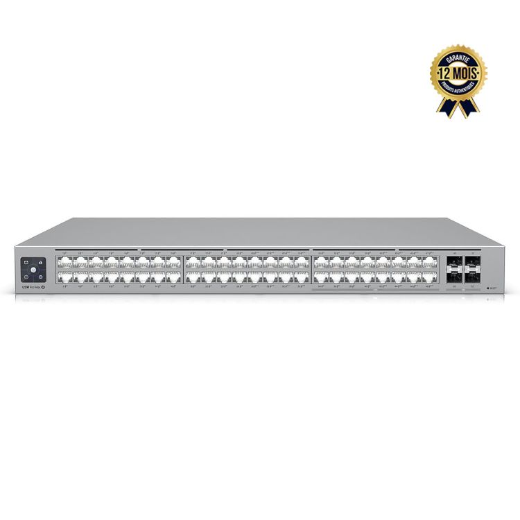 Switch Ubiquiti USW-PRO-MAX-48 – Couche 3 Gérable – 48 Ports (16x 2,5GbE + 32x GbE) + 4 SFP+ 10G – Technologie Etherlighting – Rackable 1U – Garantie 12 mois