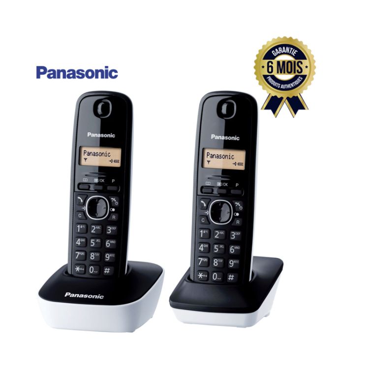 Téléphone Sans Fil - Panasonic KX-TG1612  Duo  - Noir - 06 mois | Glotelho Cameroun