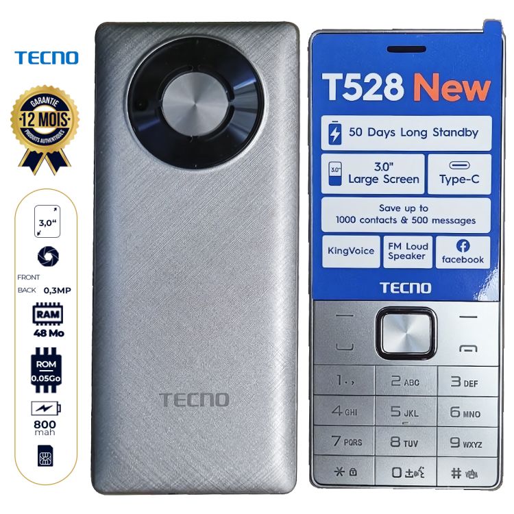 Téléphone Tecno T528 prix Cameroun