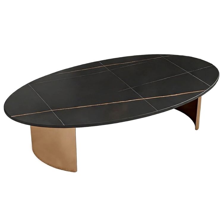 Table Basse Moderne Elliptique – Effet marbre Noir & Finitions dorées – Style nordique, prix Cameroun. 