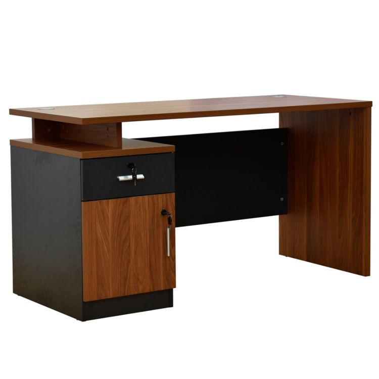 Table de Bureau Exécutif 1,2 m avec Caisson et Tiroir – TP24002 – Marron & Noir