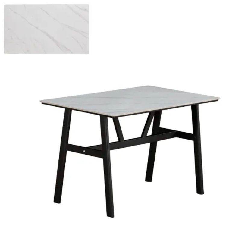 Table de Salle à Manger Moderne 1200 x 700 mm - Avec Plateau Effet Marbre et 4 Chaises - HB2510147