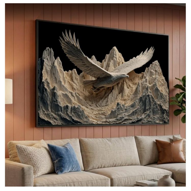 Tableau Décoratif Aigle en Vol – Toile Murale Effet 3D, prix Cameroun. 