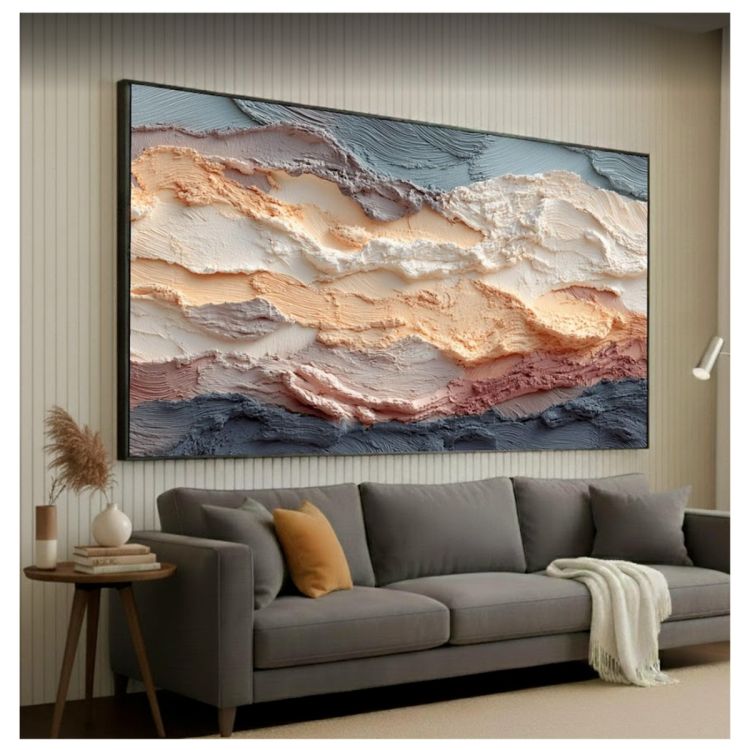 Tableau Décoratif Effet 3D Argiles Couleurs, Toile Murale Abstraite avec Cadre en Bois Massif, prix Cameroun.