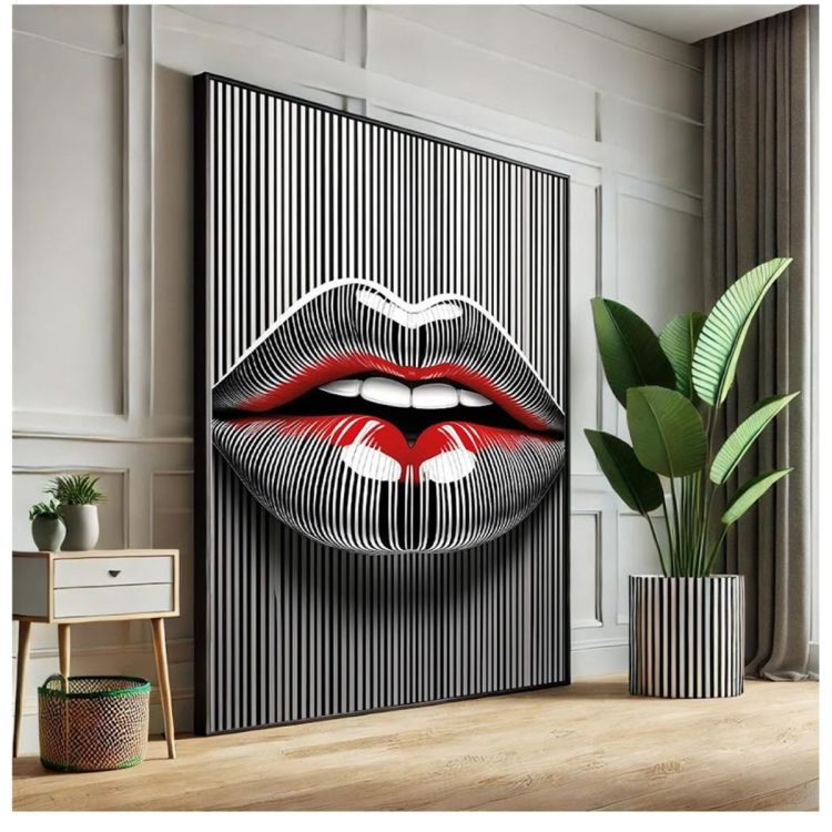 Tableau Décoratif – Lèvres abstraites – Toile Effet 3D