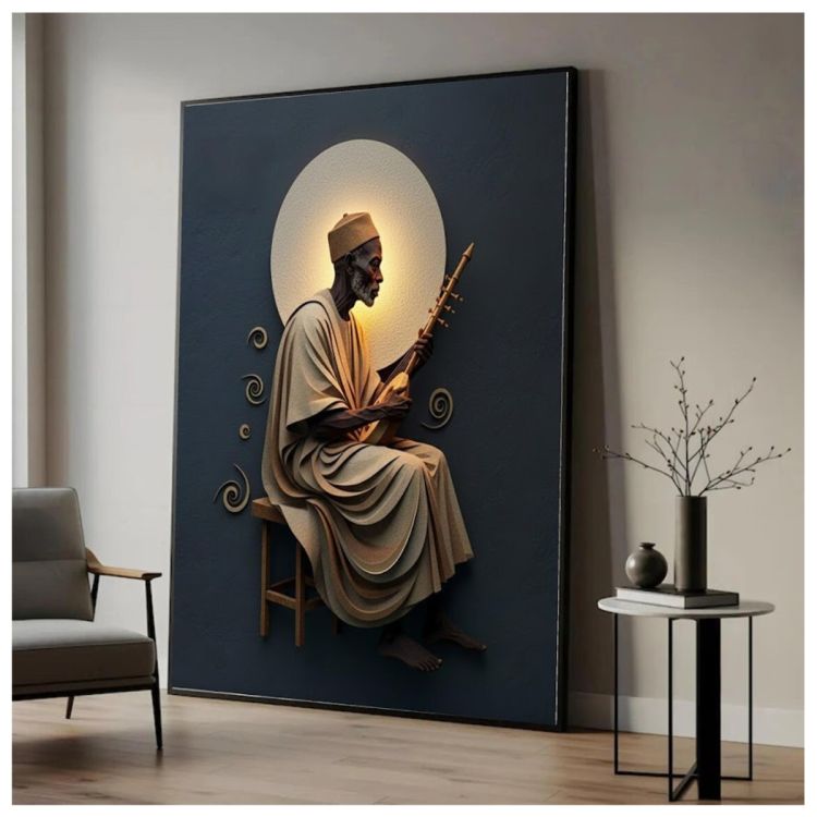 Tableau Décoratif – Musicien africain – Toile Effet 3D Lumineux