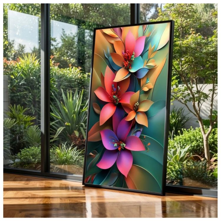 Tableau Décoratif – Œuvre d’art murale Fleurs – Toile Multicolore Effet 3D
