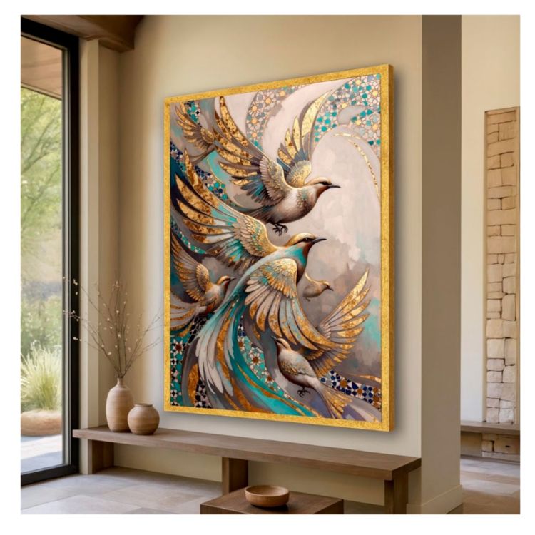 Tableau Décoratif Mural - Motif Oiseaux en Vol Majestueux
