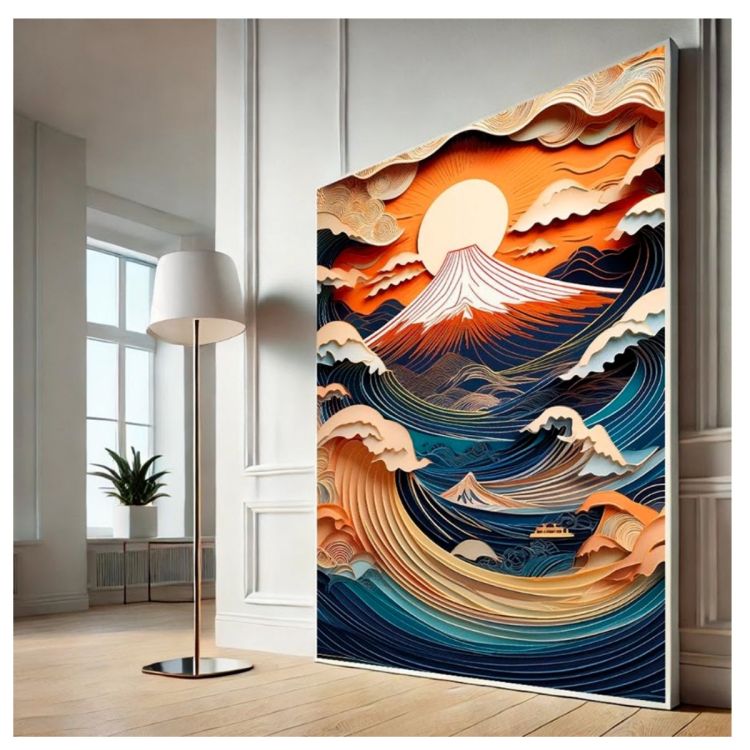 Tableau Décoratif Paysage Abstrait Mont Fuji 3D