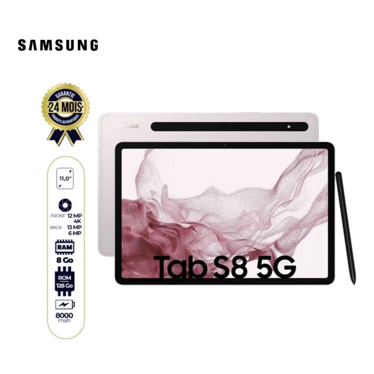 Tablette samsung GAGALXY TAB S8 5G - 11" - 128Go/8Go - 8000mAh - 24 mois |Glotelho Cameroun