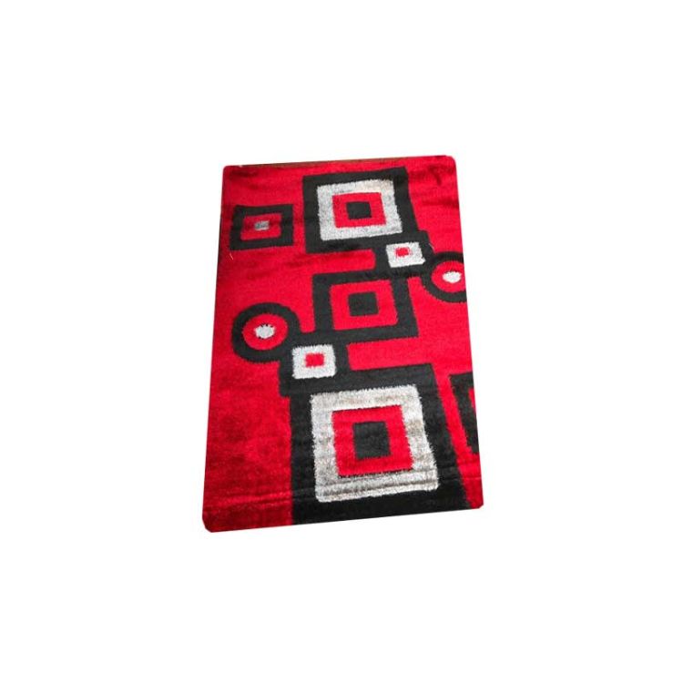 Tapis 100% polypropylène - 120cm x 170cm - Poil doux et dense - Rouge-Noir|Glotelho
