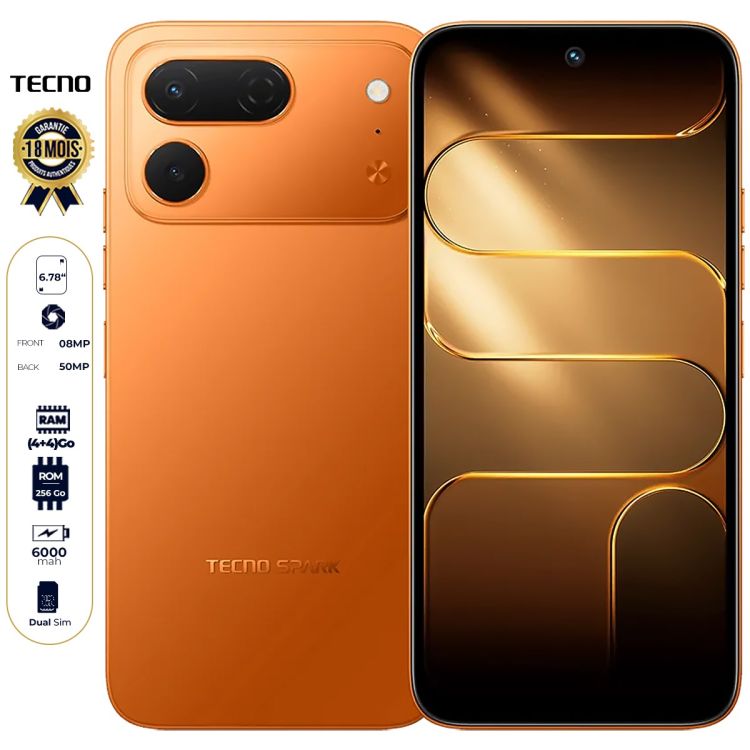 Tecno Spark 50 Pro - 256 Go - 4 Go + 4 Go RAM Extensible - 6,78