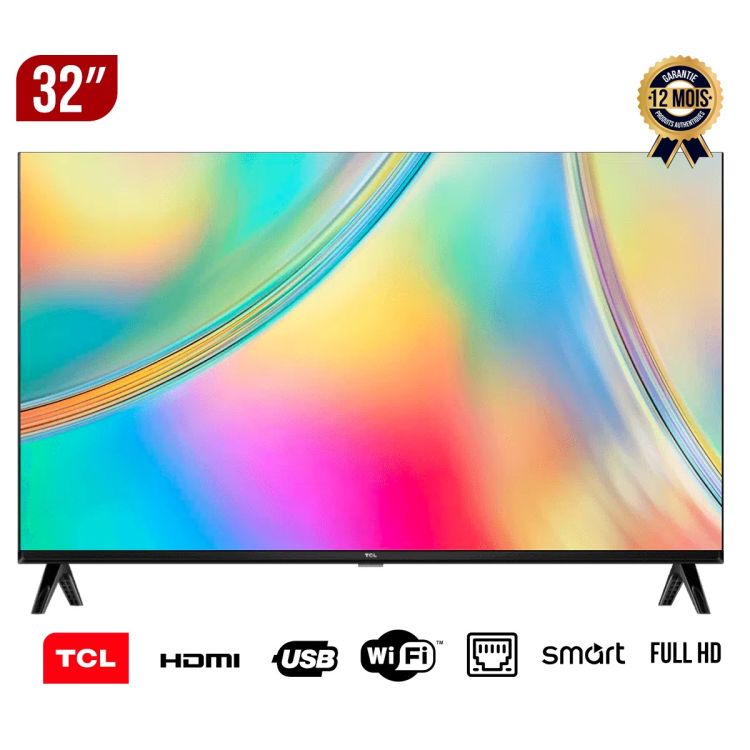 Téléviseur Smart TCL – 32 Pouces – 32S5400 – Série S5400 (Modèle Écran Sans Bord) – Full HD - Google TV - HDR10 - Wi-Fi & Bluetooth - Décodeur Intégré - Dolby Audio – Stockage 16 Go – Garantie 12mois