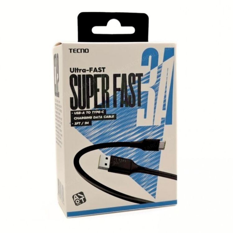 Cable de charge - Cordon TECNO TCD-C12 - 3A - USB-A vers USB-C au prix cameroun