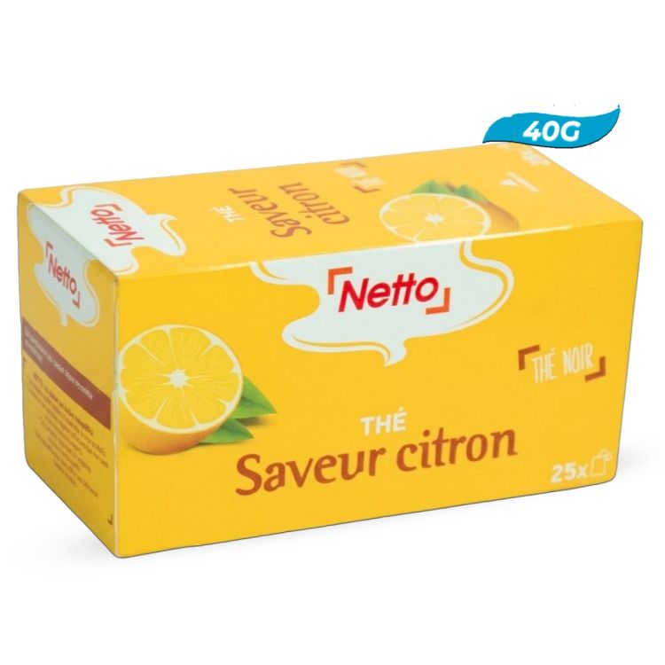 Th&eacute; Noir Saveur Citron &ndash; Netto &ndash; 40g, 25 Sachets