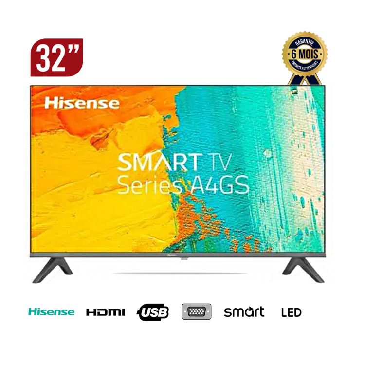  TV Hisense - 32 pouces - SMART - 32A4GS - HD Ready - VIDAA U5.0 - Noir - 06 Mois de garantie. |Glotelho   Cameroun