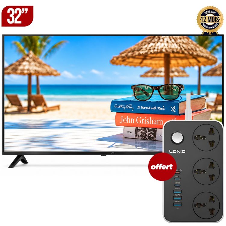 Pack TV Numérique Roch 32" - RH-LE32DS-B - LED, HD + Rallonge Multiprise - LDNIO - SC3604C - 2500W