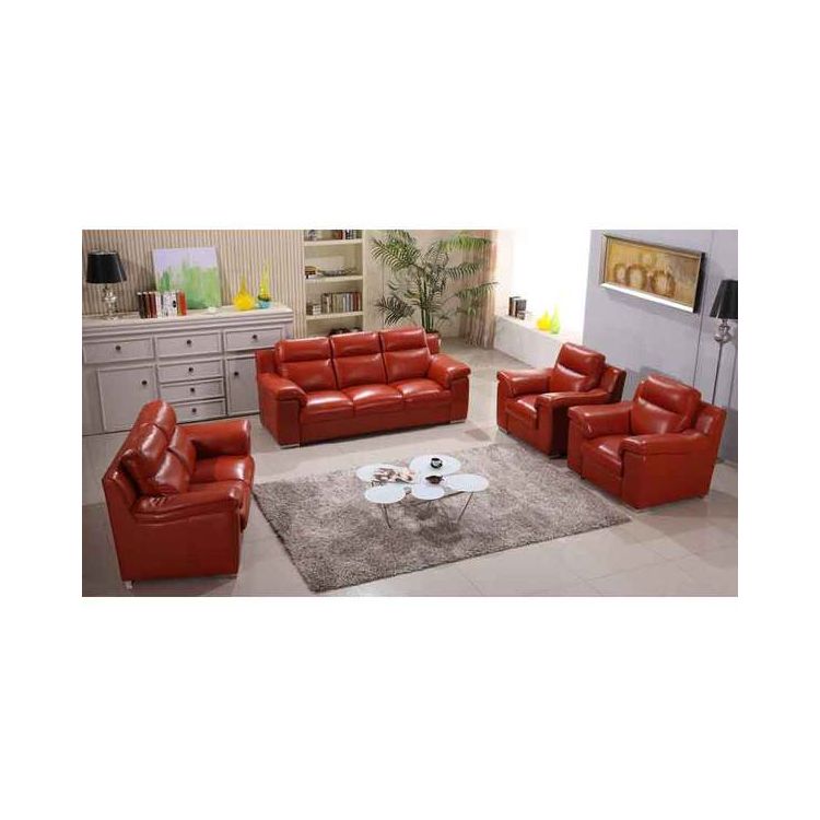 Salon - DON - Cuir bovin top grade - 7 places -  Red |Glotelho Cameroun