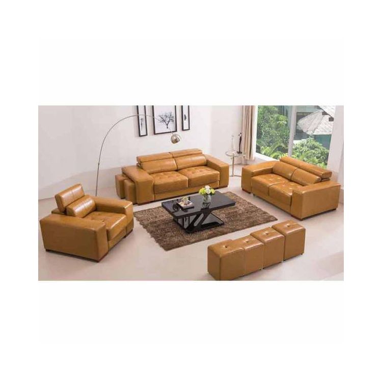 Salon - shakira - Cuir synthétique de haute densité - 6 places - Avec 4 tabourets - Marron/noir/Bleu/Beige - 1 mois|Glotelho