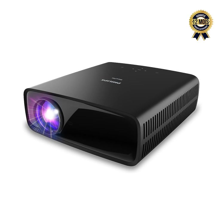Vidéoprojecteur LED Portable - Philips NeoPix 720 – Full HD 1080p – Android TV 11 – Luminosité LED 700 lumens – Écran jusqu’à 120" – Audio 2.1 24W avec caisson de basses – Chromecast intégré – Double HDMI/USB – LED 30 000 h – Garantie 12 mois