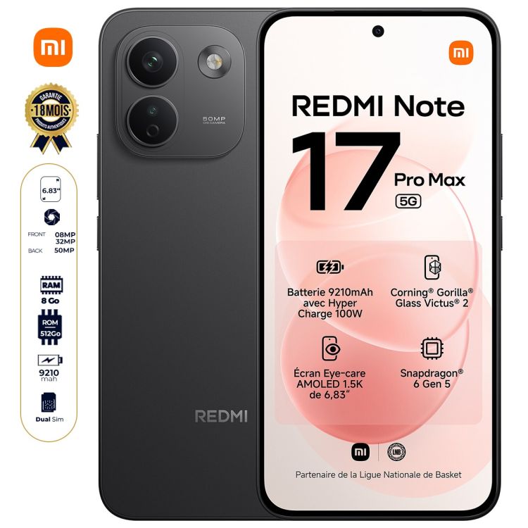 Xiaomi Redmi Note 17 Pro Max 5G  512Go ROM noire
