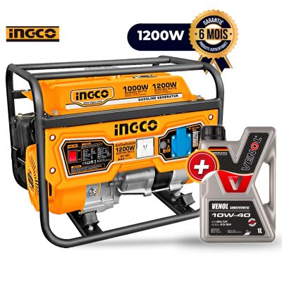 Groupe électrogène Essence - INGCO GE15005 - 1200W - 220/240V + Huile Moteur VENOL SEMISYNTHETIC 10W40 - 1 Litres - Garantie 6 Mois