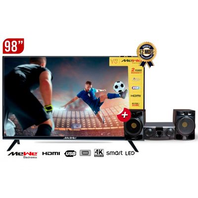 Pack SMART TV MEWE 98 UHD 4K + Mini Home Cinéma 1600W au meilleur prix sur Glotelho Cameroun.
