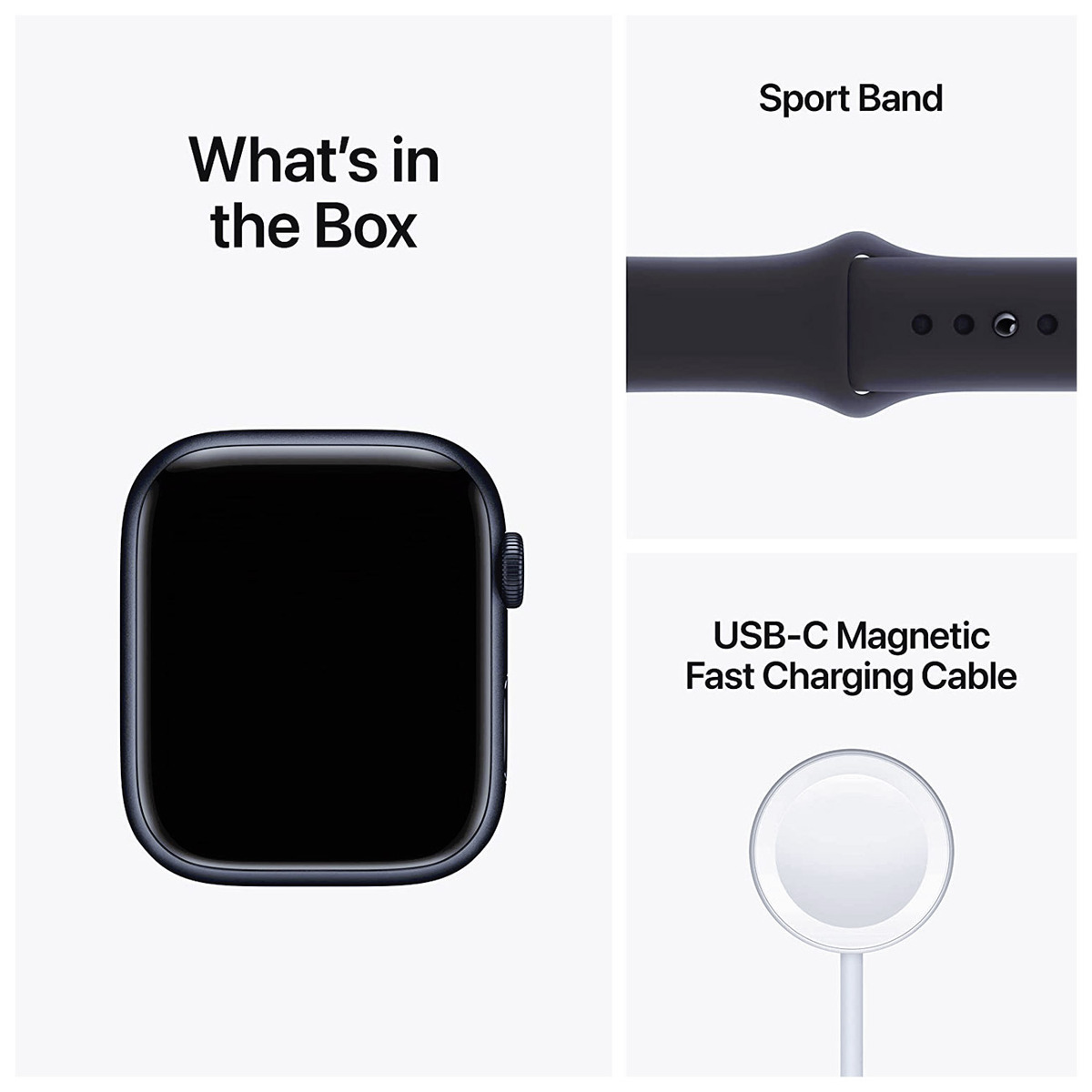 Apple Watch Séries 8 - Montre intelligente avec boîtier en aluminium minuit et bracelet sport minuit - S/M | Glotelho Cameroun