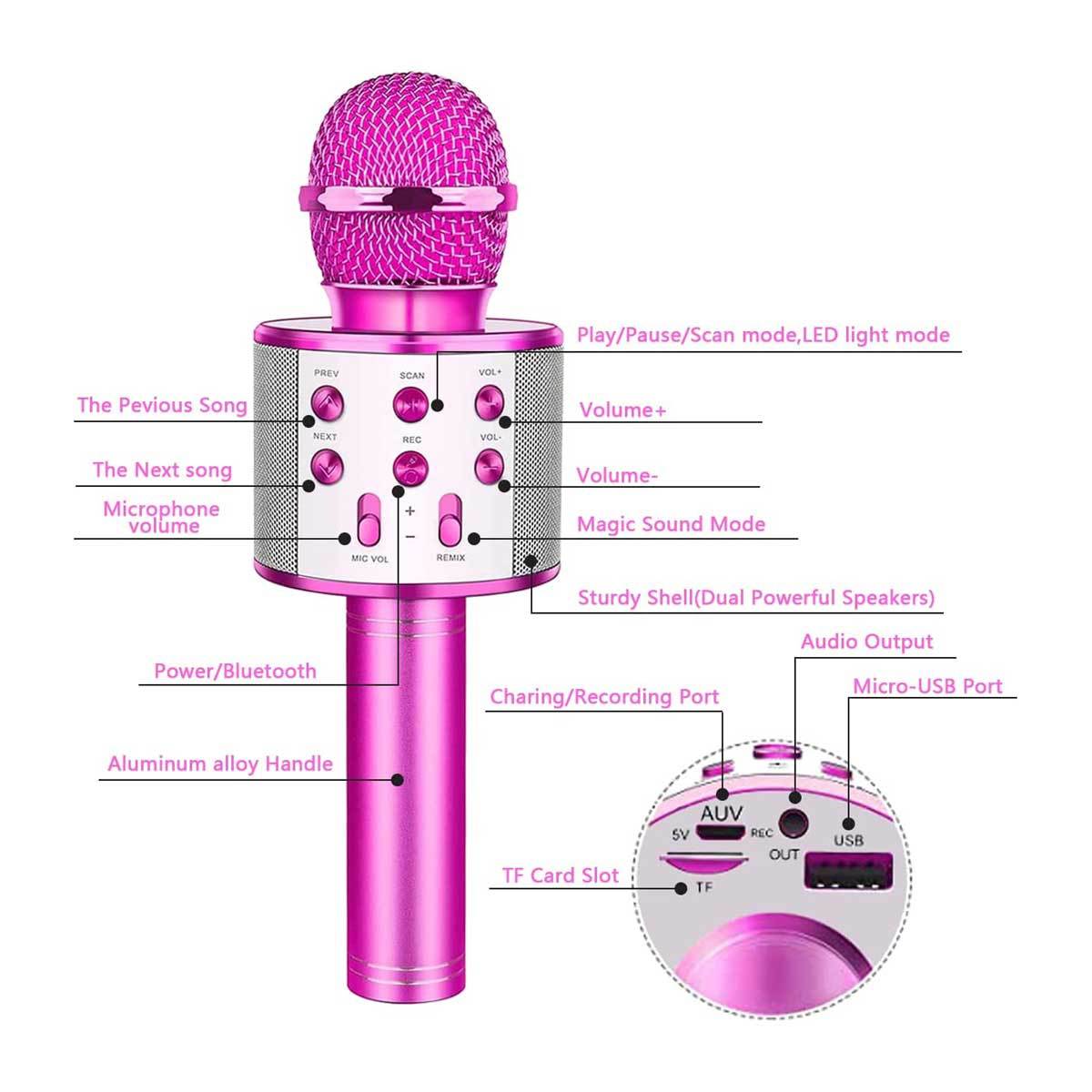 Microphone de karaoké sans fil Bluetooth -appareil de karaoké portable à main | Glotelho Cameroun